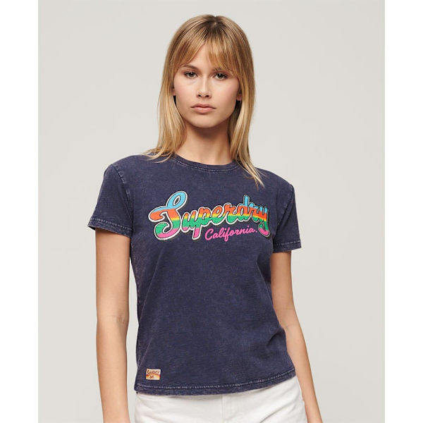 Superdry Cali Sticker Fitted T-shirt Med Korte ærmer Lilla S Kvinde