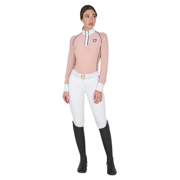 Equestro Mesh Insert Pikétröja Med Lång ärm Rosa S