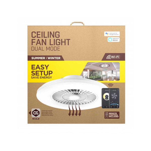 Muvit Io Takfläktljus Wifi Cct 600*170 Mm Vit 3800 Lumens
