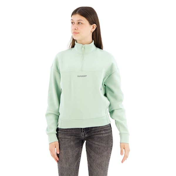 Superdry Sport Tech Relaxed Half Tröja Med Halv Dragkedja Grönt S Kvinna