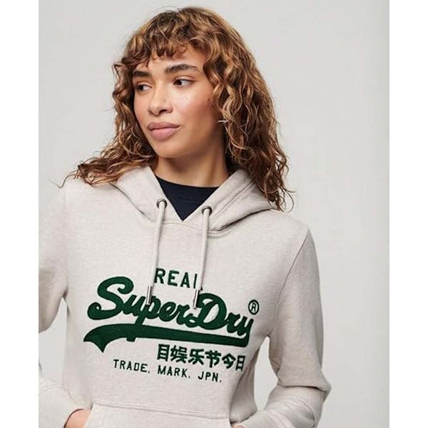 Superdry Embroidered Vl Graphic Hættetrøje Beige S Kvinde