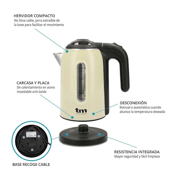Tm Electron Kedel Tmpkt010c 1l 1500w Søvfarvet One Size / EU Plug