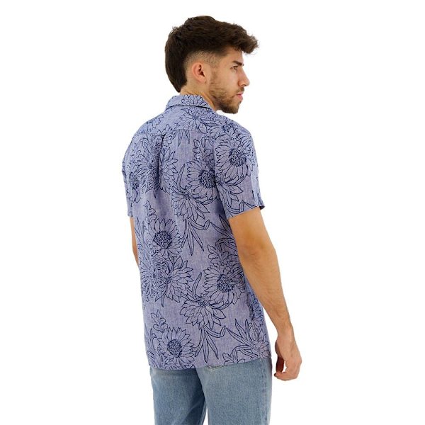Superdry Open Collar Print Kortærmet Skjorte Blå XL Mand