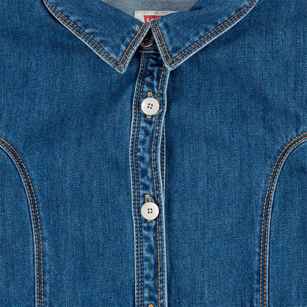 Levi´s ® Kids Button Front Denim Lyhythihainen Lyhyt Mekko Sininen 14 Years Tyttö