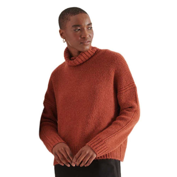 Superdry Tröja Med Rullehals Studios Chunky Röd L Kvinna