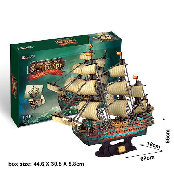 Tachan 3d-puslespil Båd San Felipe Cubic Fun Gylden