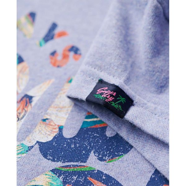 Superdry Floral Scripted T-shirt Med Korta ärmar Lila XL Kvinna