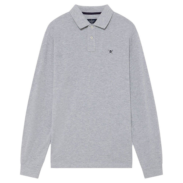 Hackett Långärmad Piké Slim Fit Logo Grå M Man