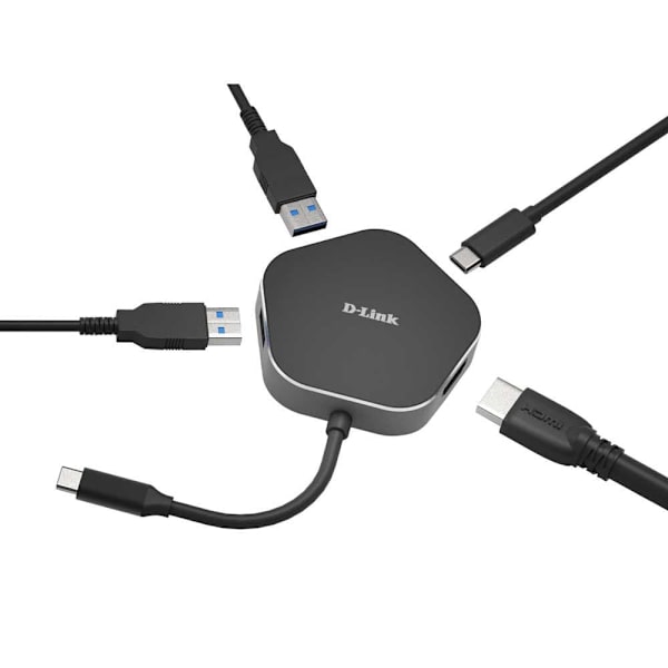 D-link 4 In 1 Usc C Hub Svart
