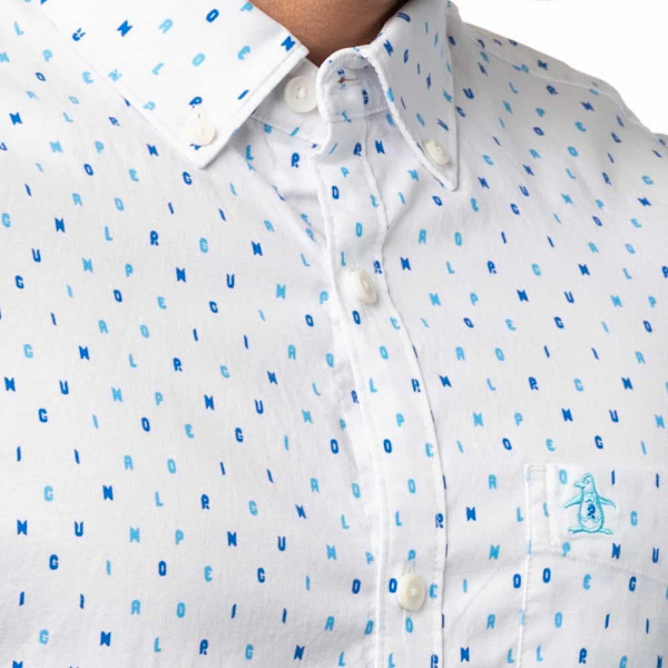 Original Penguin Eco Aop Logo Skjorte Med Lange ærmer Hvid S Mand
