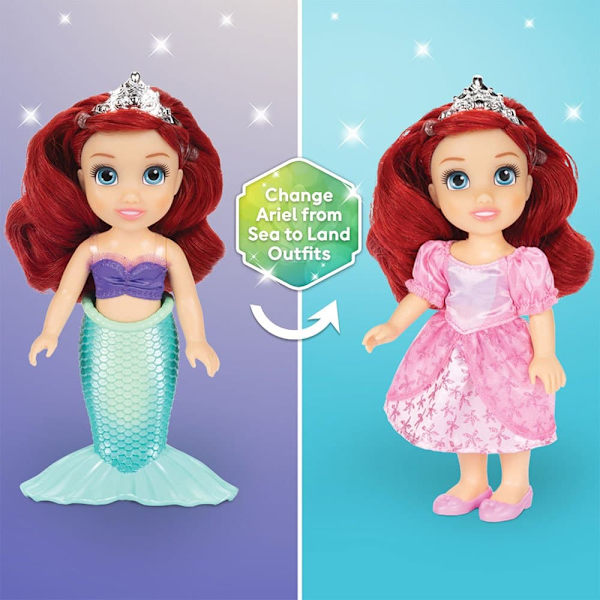 Disney 15 Cm Ariel Sea And Land With Different Classic And Little Mermaid Outfits Docka Flerfärgad