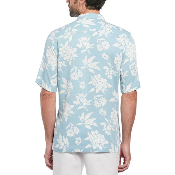 Original Penguin Viscose Camp Aop Floral Kortærmet Skjorte Blå S Mand