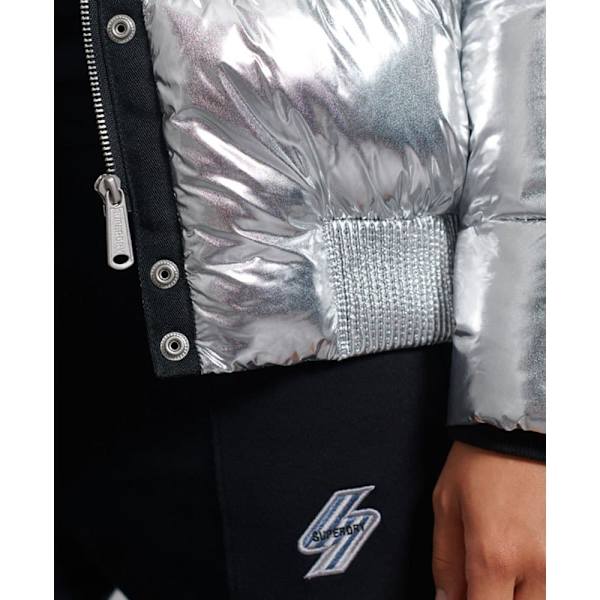 Superdry Jacka Metallic Toya Bomber Silver XS Kvinna