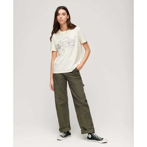 Superdry Metallic Vl Relaxed T-shirt Med Korte ærmer Beige XL Kvinde