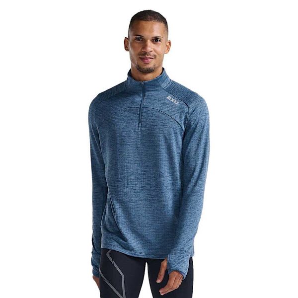 2xu T-shirt Med Halv Lynlås Ignition Blå S Mand