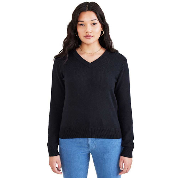 Dockers Long Short V-hals Sweater Sort M Kvinde