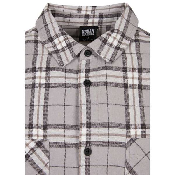 Urban Classics Lang ærmet Skjorte Oversized Check Grå L Mand