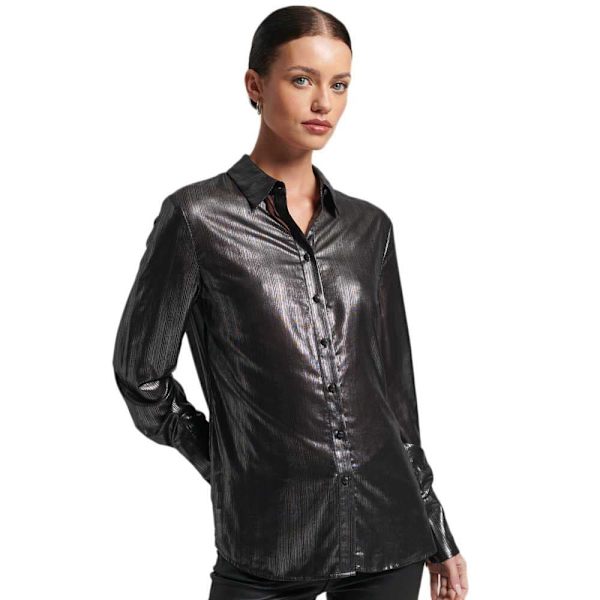 Superdry Studios Sparkle Pitkähihainen Kauluspaita Musta XS Nainen