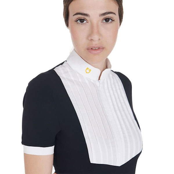 Equestro Fit Pleated Cotton Kortärmad Polotröja  S