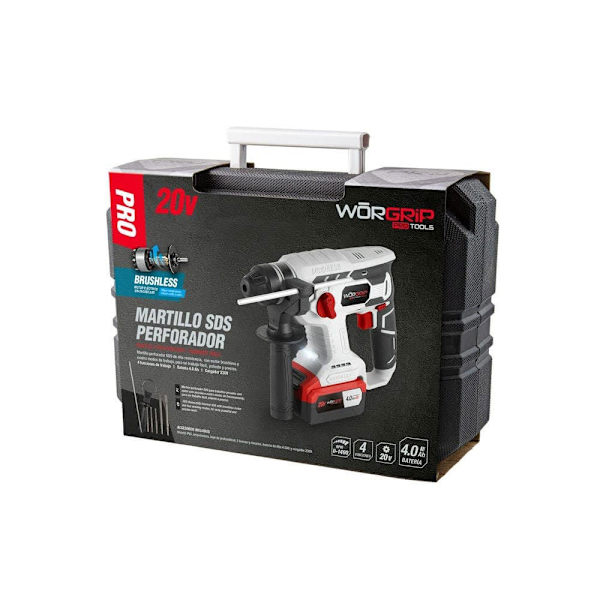 Worgrip Børsteløs Roterende Hammer 1 Batteri 4.0ah 20v