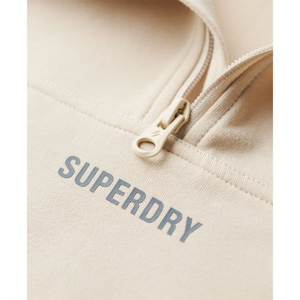 Superdry Sport Tech Relaxed Half Halv Lynlås Sweatshirt Beige XS Kvinde
