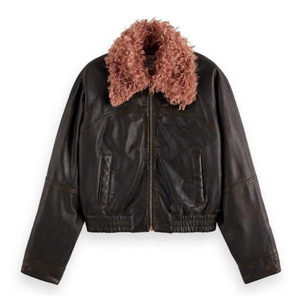 Scotch & Soda 177592 Læderjakke Brun XS Kvinde