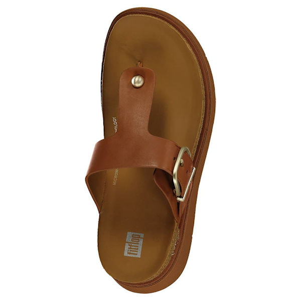 Fitflop Slides Buckle Leather Toe-post Brun EU 38 Kvinna