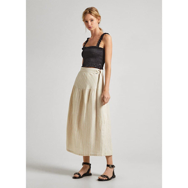 Pepe Jeans Midi Nederdel Effie Beige XS Kvinde