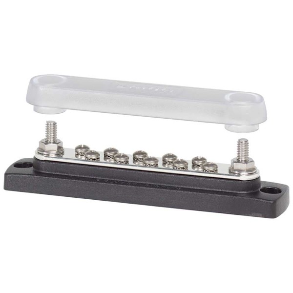 Blue Sea Systems Eristin Bus Bar Plus Common With Cover Musta 10 Gang