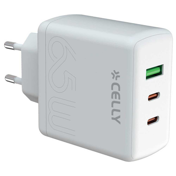 Celly Usb-c Og Usb-c Vægoplader Tc3gan65wevowh 65w Transparent
