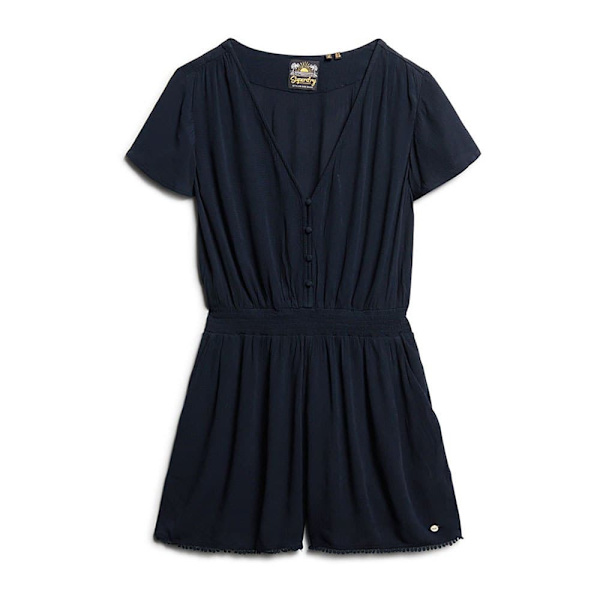Superdry Beach Playsuit Lyhythihainen Lyhyt Mekko Sininen S Nainen