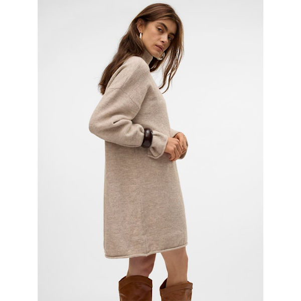 Vero Moda Gemma Kjole Med Lange ærmer Beige S Kvinde