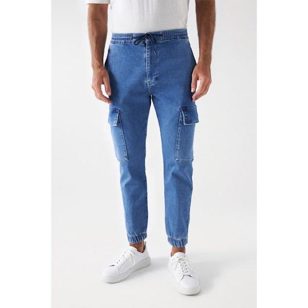 Salsa Jeans S-activ Medium Light Cargobyxor Blå 33 Man