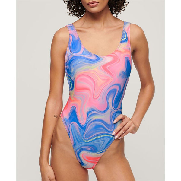 Superdry Print Scoop Back Badetøj Flerfarvet L Kvinde