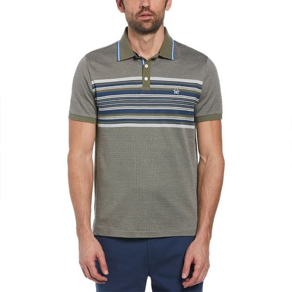 Original Penguin Jacquard Eng Stripe Kortärmad Polotröja Grå L Man