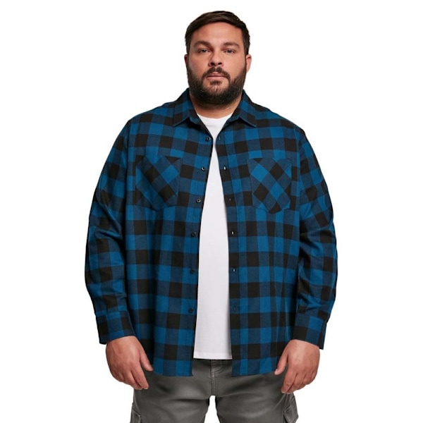Urban Classics Lang ærmet Skjorte Checked Blå L Mand
