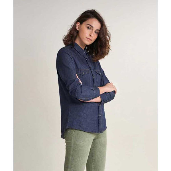 Salsa Jeans Fit Bomull Långärmad Skjorta Slim Blå M Kvinna