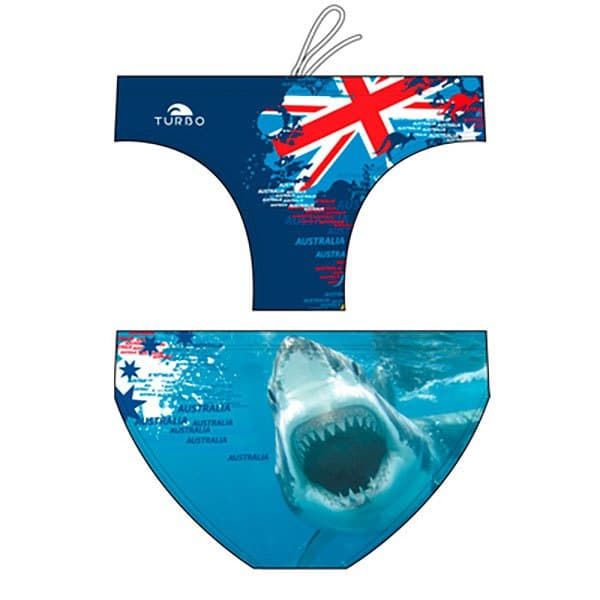 Turbo Svømning Kort Shark Australia 2015 Waterpolo Blå 4XL Mand