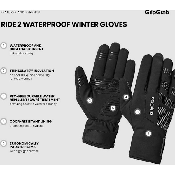 Gripgrab Ride 2 Waterproof Winter Käsineet Musta L Mies