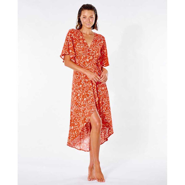 Rip Curl Kortærmet Kjole Lunar Tides Wrap Rød 2XS Kvinde
