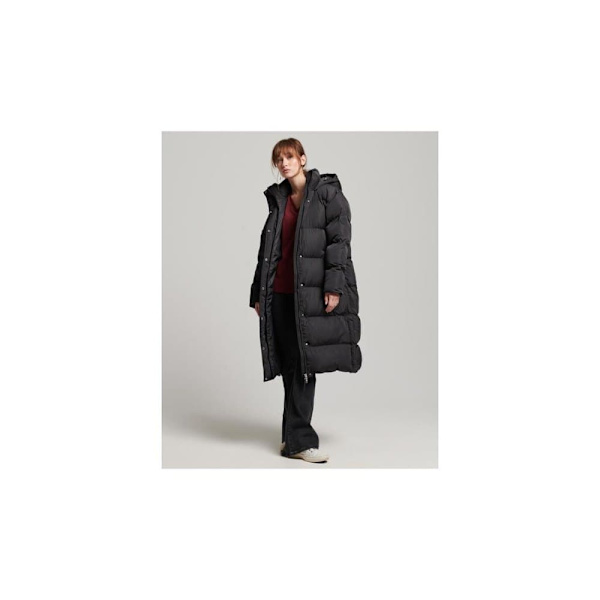 Superdry Puffer Jakke Longline Sort XL Kvinde