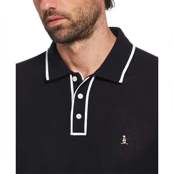 Original Penguin Organic Cotton Bentley Mesh Kortærmet Polo Sort L Mand