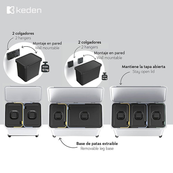Keden Kierrätys Astia 1x10l+1x23l Systema 57x29x41 Cm