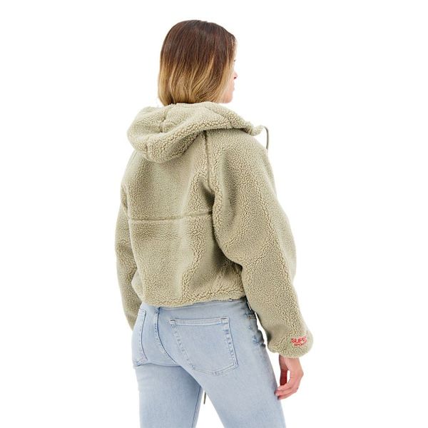 Superdry Full Vetoketjullinen Villapaita Borg Boxy Ruskea 2XS Nainen