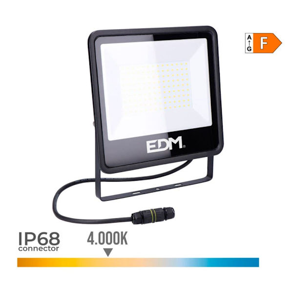 Edm Led Kohdevalo 70409 8200 Lm Black Series 100w Hopeinen