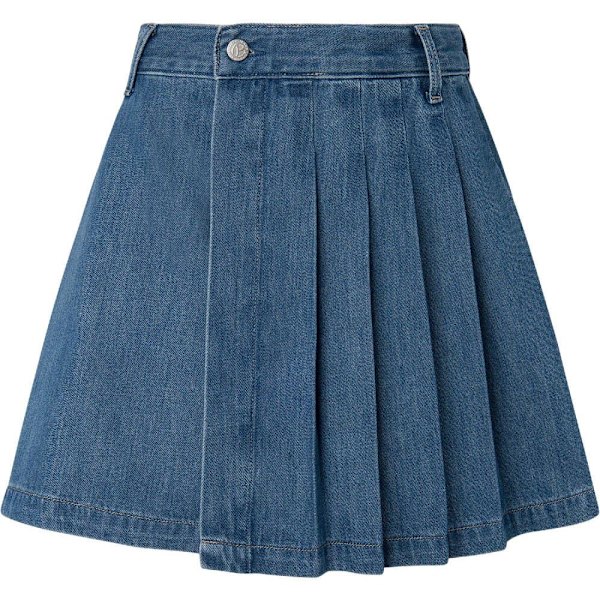 Pepe Jeans Mini Pleat Denimnederdel Blå S Kvinde