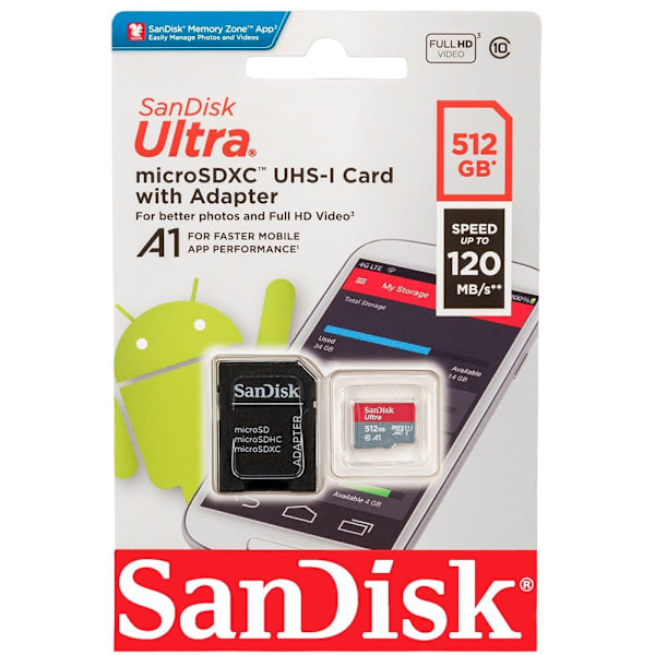 Sandisk Hukommelseskort Ultra Micro Sdxc A1 512gb Sort