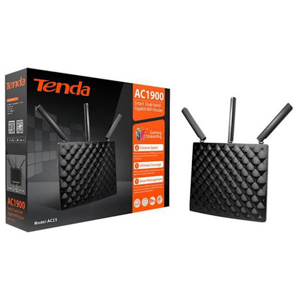Tenda Dual Band Router Ac15 Ac1900 Sort