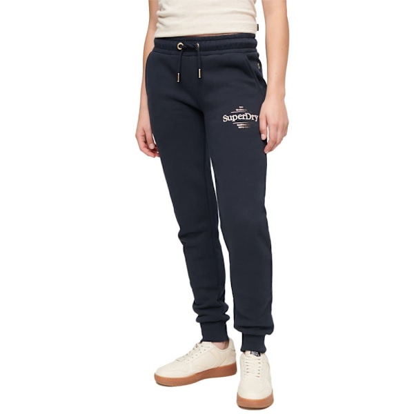Superdry Joggare Luxe Metallic Logo Slim Blå XS Kvinna