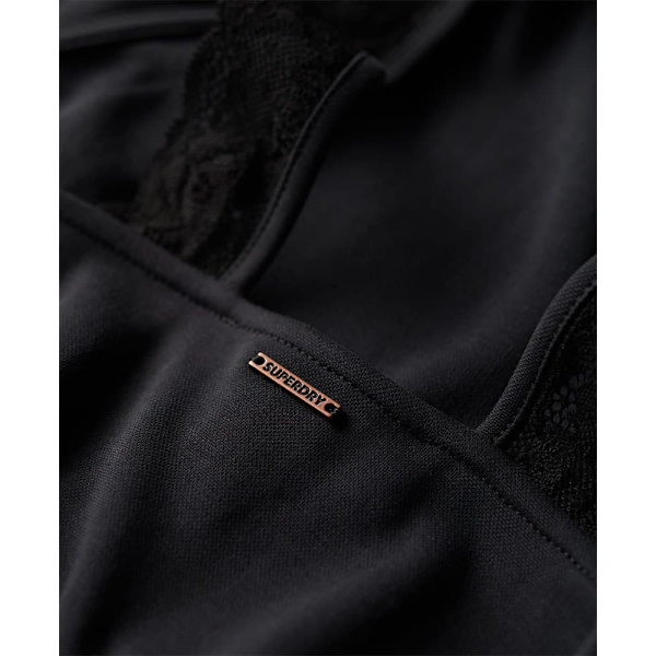 Superdry Fit & Flare Langærmet Midi-kjole Sort M Kvinde